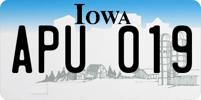 IA license plate APU019