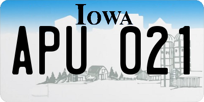 IA license plate APU021