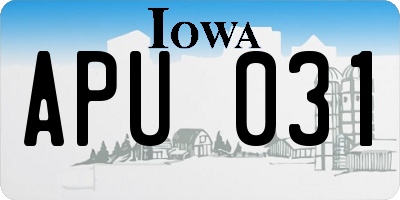 IA license plate APU031