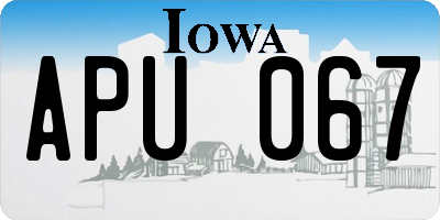 IA license plate APU067