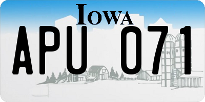 IA license plate APU071
