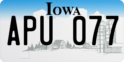 IA license plate APU077