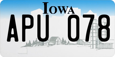 IA license plate APU078