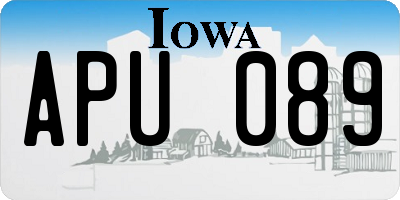 IA license plate APU089