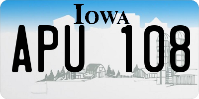 IA license plate APU108