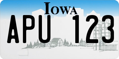 IA license plate APU123