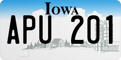 IA license plate APU201