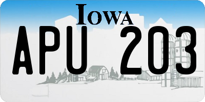 IA license plate APU203