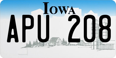 IA license plate APU208