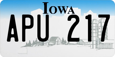 IA license plate APU217