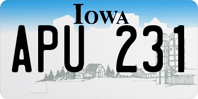 IA license plate APU231