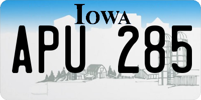 IA license plate APU285