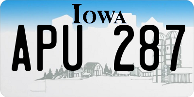 IA license plate APU287