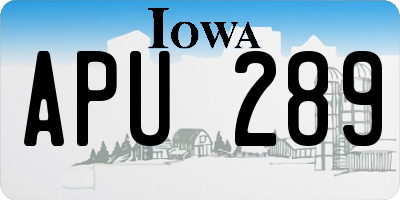 IA license plate APU289