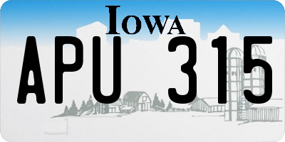 IA license plate APU315