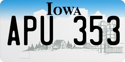 IA license plate APU353