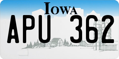 IA license plate APU362