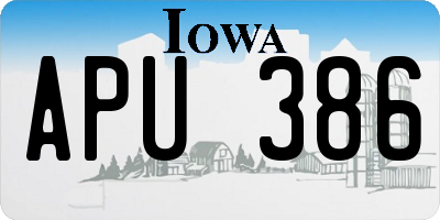 IA license plate APU386