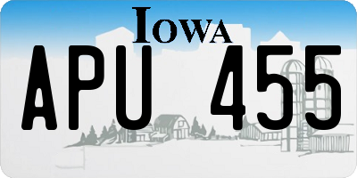 IA license plate APU455