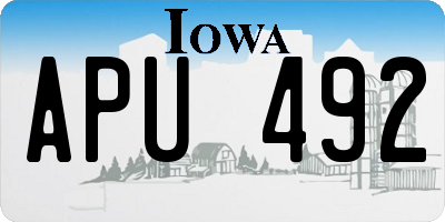 IA license plate APU492
