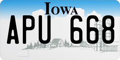 IA license plate APU668