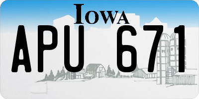 IA license plate APU671