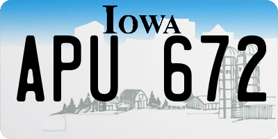 IA license plate APU672