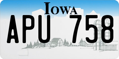 IA license plate APU758