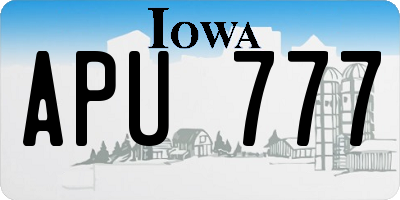 IA license plate APU777