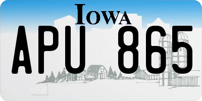 IA license plate APU865