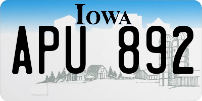 IA license plate APU892