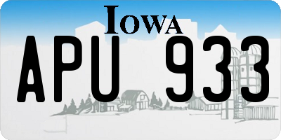 IA license plate APU933