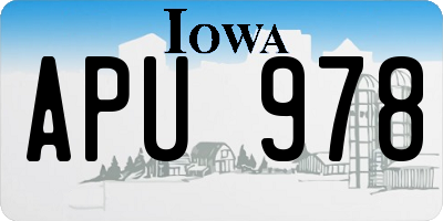 IA license plate APU978