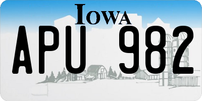 IA license plate APU982