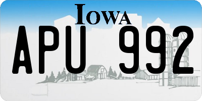 IA license plate APU992