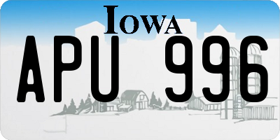 IA license plate APU996