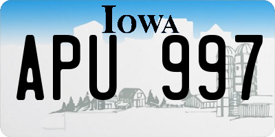 IA license plate APU997