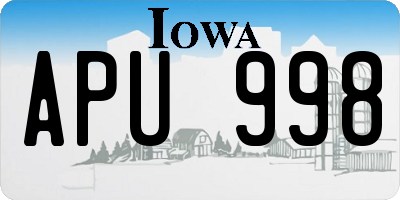 IA license plate APU998