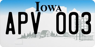 IA license plate APV003
