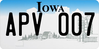 IA license plate APV007