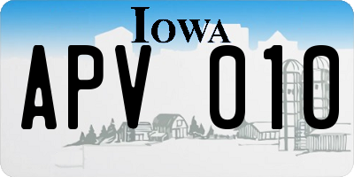 IA license plate APV010