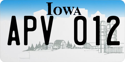 IA license plate APV012