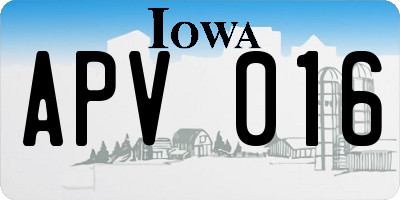 IA license plate APV016
