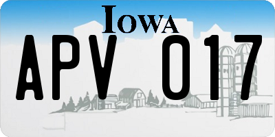 IA license plate APV017
