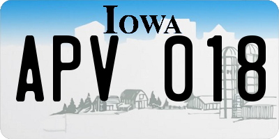 IA license plate APV018