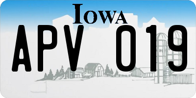 IA license plate APV019