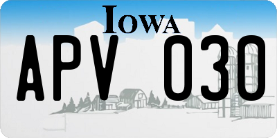 IA license plate APV030