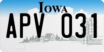 IA license plate APV031