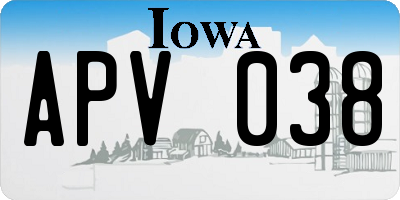 IA license plate APV038