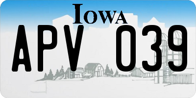 IA license plate APV039